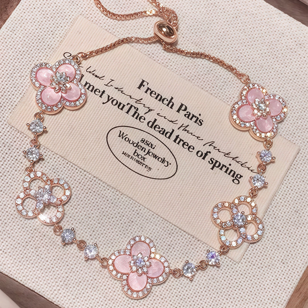 Pink Diamond Clover Bracelet
