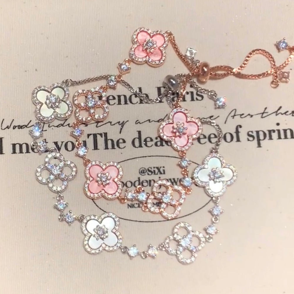 Pink Diamond Clover Bracelet