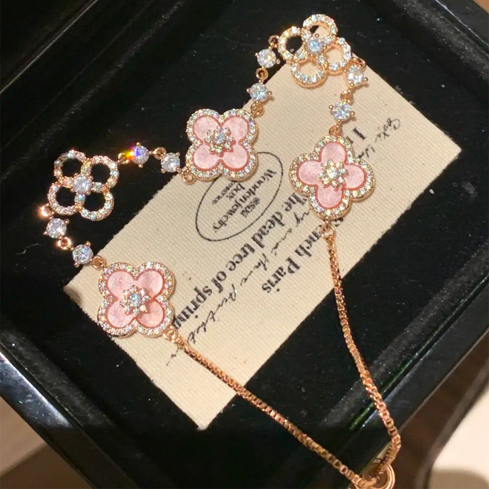 Pink Diamond Clover Bracelet