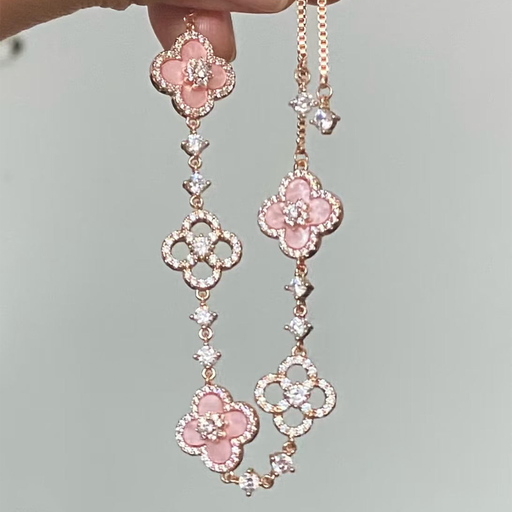 Pink Diamond Clover Bracelet