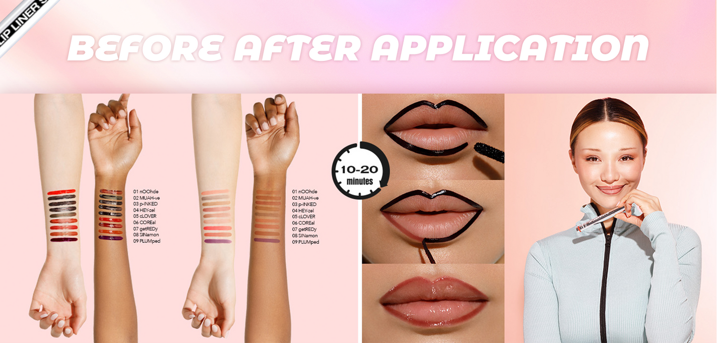 Lip Liner Tattoo, Peel Off, Long Lasting, ,nfused with Hyaluronic Acid & Vitamin E